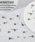 Antique Bronze Ball Stud Earring Findings Set With Horizontal Loops Ear Nuts And Iron Jump Ring 40 Pcs For Jewelry Making 15mm DIY Craft Supplies Kit Essentials, brass studs
