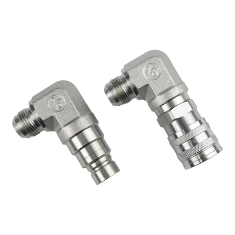 Male and Female Hydraulic Flat Face Coupler Kit for Skid Steer Loaders One Half Inch Body One and One Sixteenth Inch JIC Thread Quick Connect