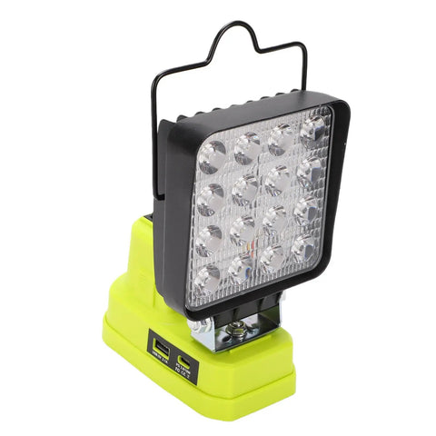 GOWENIC Cordless Floodlight with 6000lm brightness, LED panel, and yellow battery base for versatile lighting tasks.
