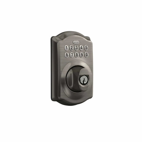 Camelot Electronic Keypad Deadbolt Lock With Keyless Front Door Entry In Antique Pewter Finish, Mechanical Key Backup Included, Easy Setup With Up To 19 Access Codes, Includes Two Pre Programmed Codes Out Of The Box, Grade 2 Security