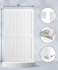 Rock Solid White Sliding Barn Door 48 X 84 Inches Smooth Glide Hardware Kit Primed Mdf Pvc Core Interior Room Divider view with dimensions