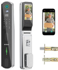 Wifi Video Doorbell Smart Lock Featuring Eight Keyless Methods with HD camera and palm vein scanner for secure entry.