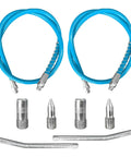 Spring Guard Flex Grease Gun Hose One Eighth Inch NPT Thread Extension Thirty Nine Inch Long Non Slip With Six Inch Angled Tube Grease Couplers And Sharp Type Nozzle Heavy Duty 10000 PSI High Pressure Grease Gun Accessories Kit Two Pack