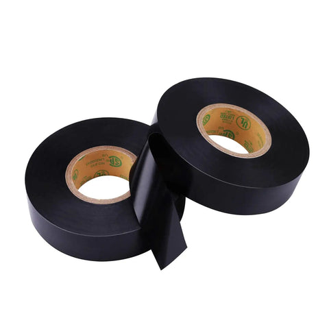 Two rolls of 10 Pack Black Waterproof Electrical Tape Three Quarter Inch by Sixty Six Feet Pro Grade Industrial UL CSA Listed High Temp Vinyl Tape