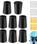 Rock Solid Vertical Ski Hangers And Snowboard Wall Mount Rack Set With Screws And Anchors includes 8 black PVC brackets and mounting kit.
