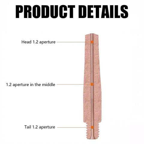 Close-up of 1.2mm aperture on a copper tip from 10Pcs Welding Torch Tips Set Pro Grade Copper Tips 0.8/1.0/1.2mm M6x40mm High Conductivity