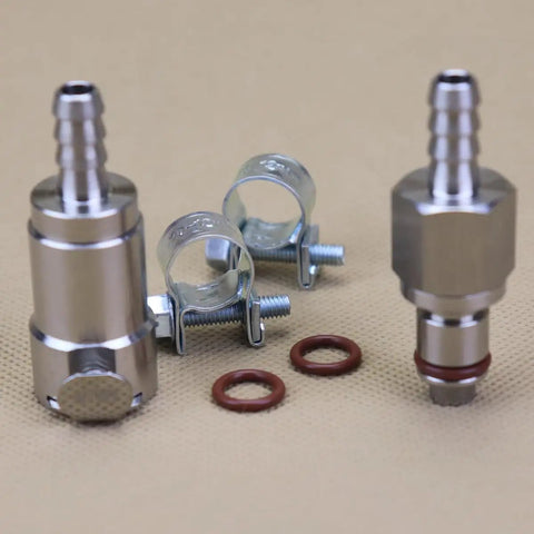 Quarter Inch Gas Tank Fuel Line Quick Release Disconnect Coupling Kit with stainless steel valves and Viton O rings