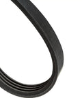 Top Tier Badass Engineered Rubber Drill Press Drive Belt Set Of Two Ribbed Poly V Replacement Belt close-up view of a ribbed black rubber belt.
