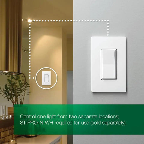 Sleek White Companion Dimmer Switch Designed For No Sweat Multi Location Wiring And Flawless Pairing With Sunnata Pro LED Plus Controllers Chill Smooth Dimming Easy Retrofit Fix installed in a modern setting.