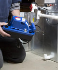 Installing VCMX-20ULST Condensate Removal Pump For Your AC And Dehumidifier Setups With 84 GPH Flow 115V beside HVAC unit