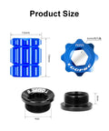 M20 Crank Arm Cap Removal Tool And Crank Cover Set for Shimano Hollowtech II, blue and black components with size dimensions