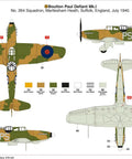Decal guide for Defiant Mk I 1 72 Scale Plastic Model Kit With Dual Liveries For Dope Build And Display Boulton Paul Fighter Aircraft
