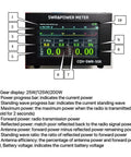 Front view of Power Meter CQV-SWR-508 1.8-54MHz Digital Standing Wave Meter with display and labeled features, metal case.