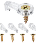 Top Tier 50 Pack Cabinet Glass Retainer Clips And Gold Screw Kit For Easy Door Installation and Rock Solid Home Setup, clear clips and screws.