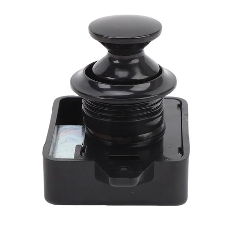 Cabinet Door Push Button Latch Kit With Zinc Alloy Lock For RV And Motorhome Durable Black Cupboard Latch close-up view
