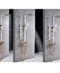 UMJIGF Luxury Shower System with Hot and Cold Water Shower Combo Set Multifunction 4 Handle Shower Faucet Set, White and Gold