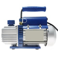 Pro Grade Heavy Duty Single Stage Rotary Vane Vacuum Pump For Refrigerant Hvac Service With High Flow Rate side view with blue handle.