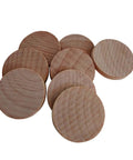 60 Pack 1 Inch Natural Wood Slices Unfinished Round Wood Cookies stacked mini wooden disks for crafting and decorating.