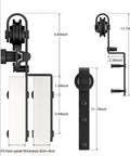 Side view of 11 Foot Bypass Sliding Barn Door Hardware Kit For Double Wooden Doors with dimensions and rollers
