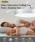 Retractable 42 Inch Smart Ceiling Fan With Lights App Remote Control Quiet operation for peaceful sleep environment