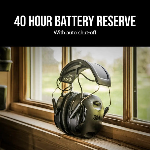 WorkTunes Connect Solar Wireless Hearing Protector With Bluetooth, 26 dB NRR, resting on window ledge, indoor light