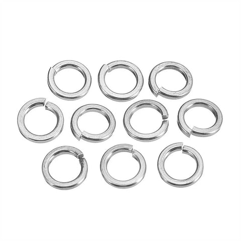 10 pieces of the 100 Pcs M4 304 Stainless Steel Split Lock Washers Set, Spring Washers For Fasteners shown on white background