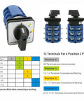 Beefed Up 63A Rotary Cam Changeover Switch 660V AC Four Position Three Phase With 12 Terminal For Industrial Machinery SZW26 63 0