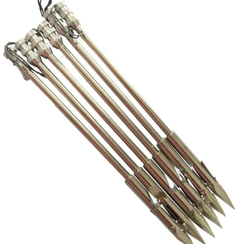 Heavy Duty 420 Stainless Steel Slingshot Broadheads Set Of 6 For Bow Fishing 16 Cm Long 24 G Each Pro Grade Silver Finish Arrowheads