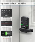 Keyless Entry Door Lock With Keypad For Front Door, Digital Smart Knob With Exterior Code Access, shown on a white door