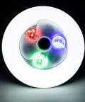 Low Profile Ceiling Fan with Lights Modern Dimmable Ceiling Light Fan 3 Gear Working Mode Fan Ceiling Lamp for Home showing colorful lights and fan blades.