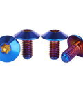 Set Of 4 Beefed Up Titanium Bolts With Torx Head For Bicycle And Motorcycle M5 And M6 In Burnt Blue Finish, showing three bolt sizes.