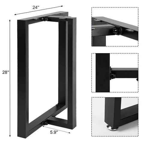 Beefy Heavy Duty T Shape Metal Table Legs 28x24 Inch Industrial Desk Legs Set Black 2 Pack Engineered To Hold Up To 800lbs