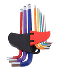 Awesome 9-Piece Colored Metric Hex Key Set With Ball End Wrenches Made From Hardened Crv And S2 Steel Perfect For Bike Repair Furniture Building And Electrical Fixes With Non Slip Grip And Super Durable Color Coded Design, color-coded stand