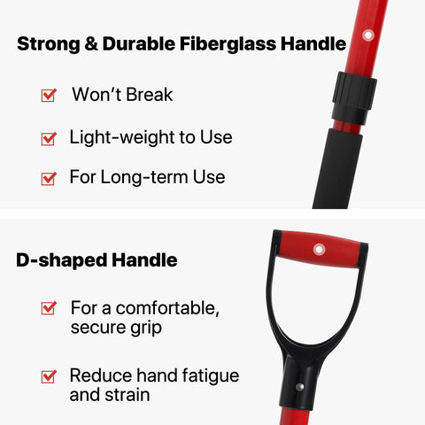 COSITA Pitch Fork for Garden, red fiberglass handle with D-shaped grip, 44 inches