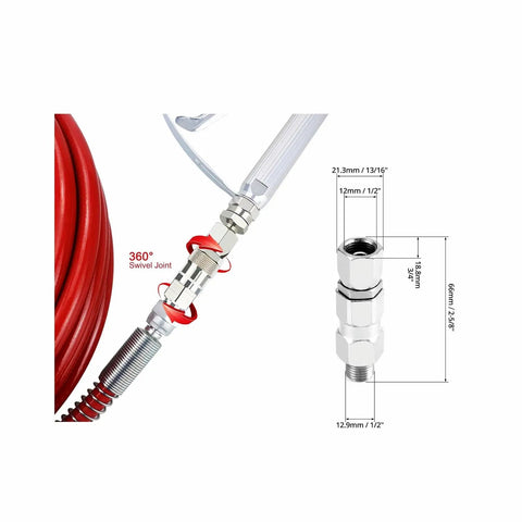 One Quarter Inch Swivel Joint For Spray Gun Hose 360 Degree Rotation Heavy Duty Rock Solid Stainless Steel 304 Construction Built To Last Corrosion Resistant For Airless Paint Sprayers And High Pressure Hoses, 360 swivel