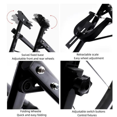Foldable Bike Wheel Truing Stand For 16 To 29 Inch Wheels, Lightweight Aluminum Alloy Rim Maintenance Tool with scale and switches