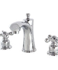 Victorian Widespread Bathroom Faucet In Polished Chrome, Solid Brass And ABS Build, Duraseal Washerless Cartridge, Deck Mount
