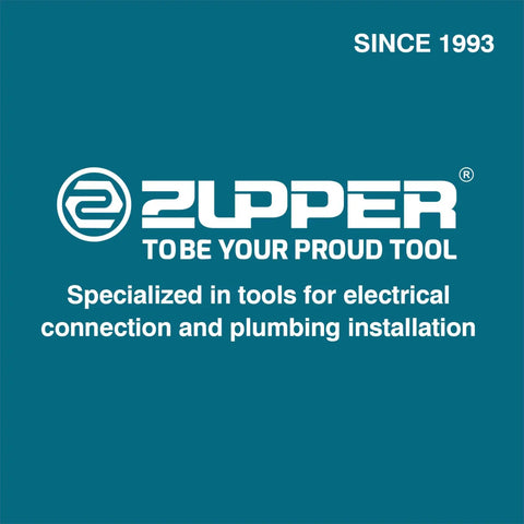 Zupper logo and slogan for electrical tools and plumbing installation since 1993