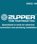 ZUPPER logo with tagline 'To Be Your Proud Tool' and 'Since 1993' emphasizing electrical and plumbing tools specialization.