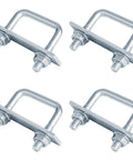 Set Of Four 2 Inch Wide Square U Bolts With 1/2 Inch Threads And 2 Inch Length Electro Galvanized Steel Built Tough For Frames And Rails Low Carbon Steel 3/16 Inch Frame Plate on white background