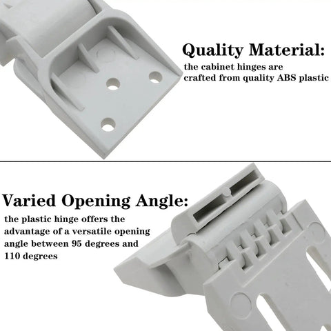 Two Pack Freezer Hinges For Small Chest Freezers Folding 3 Hole Design Durable ABS Plastic White Universal Fit close-up