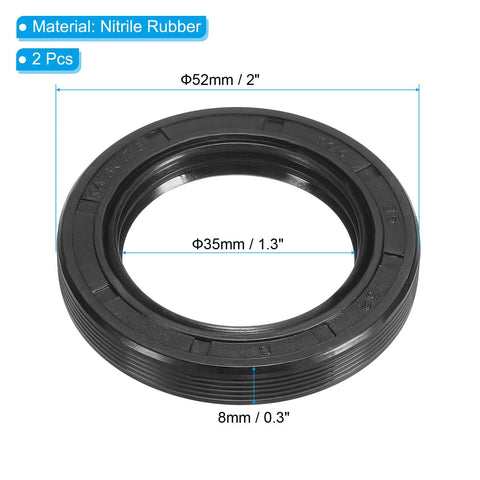 nitrile rubber shaft seal 35x52x8 TG4 cross-section durable seal kit, 2-pack for bearings and oil resistance, black EU quality