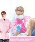 10 Pack Hip Length Unisex Lab Jackets With Knit Cuffs And Pockets Light Pink Extra Small Autoclavable And Washable Up To Five Times 3 Layer SMS Fabric Ideal For Dental Medical Clinics Labs Pharmacies