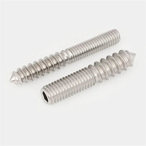 Heavy Duty Double Ended Stainless Steel Screws With Hex Socket Dual Threads Self Tapping Fasteners For Wood Furniture Assembly Quick Build Hardware Kit Of Two Hundred Pieces M10 X One Twenty displayed.