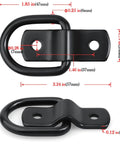 24 Pack Heavy Duty D Rings Tie Down Anchors Built Different With Swiveling Mounts Rugged quarter inch steel hooks dimensions and mounting details.
