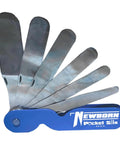 Six In One Folding Pocket Caulk Spatula Kit with Flexible Blades for Quick Spreads shown open with multiple blades displayed