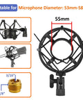 Rock Solid Aluminum Microphone Shock Mount For 53 To 58mm Condenser Mics Anti Vibration Suspension Holder Clip With Adapter
