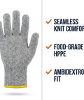 Level Five Cut Resistant Kitchen Gloves With HPPE Food Grade Durability For Mandoline Slicing And Meat Prep Extra Large Fit