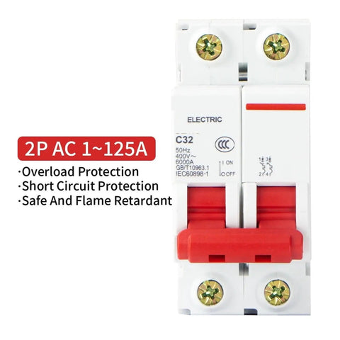 Heavy Duty Mini Circuit Breaker Serving Up Rock Solid Overload Tracking And Quick Short Circuit Shutoff Slick Din Rail Mount Design Top Shelf Electrical Safety Switch with red handles.