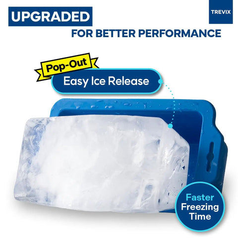 Heavy Duty Flexible Silicone Ice Molds For Ice Baths Making Up To Eighteen Pounds Of Instant Chill, showing easy ice release design.